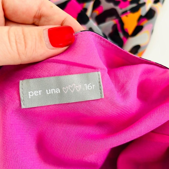 Per Una Womens Midi Dress UK16 Multicolour Leopard Print Y2k bias cut dress M&S - Picture 3 of 8